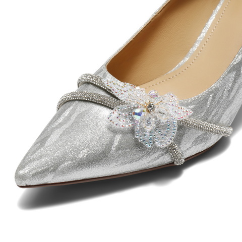 百丽优雅高跟单鞋女2025秋新商场同款新细闪宴会浅口单鞋E3T1DCQ5