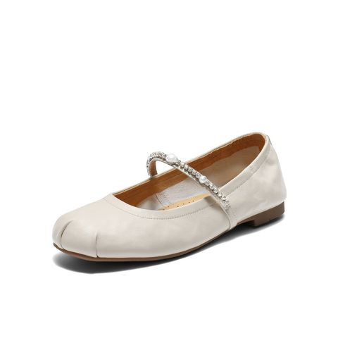 百丽芭蕾风玛丽珍鞋女2025秋新商场同款真皮薄底浅口单鞋3H9F4CQ5