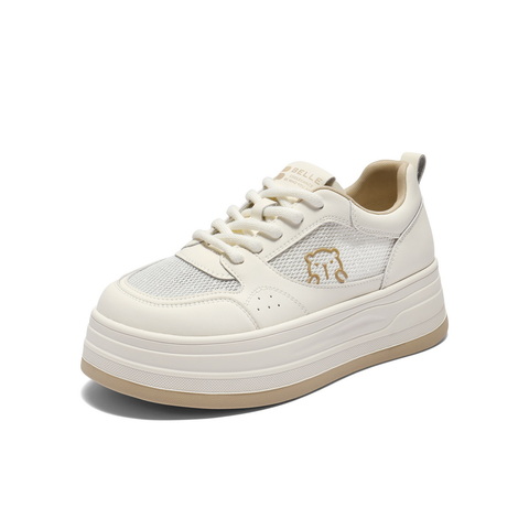 百丽撞色百搭板鞋女2025秋新商场同款厚底增高休闲鞋E2V1DCM5