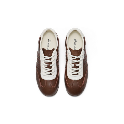 百丽复古时尚撞色赛车鞋女2025秋新舒适薄底休闲德训鞋B2818CM5