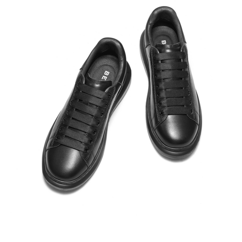 百丽百搭小白鞋男鞋2025秋新商场同款牛皮革厚底休闲板鞋8LB01CM5