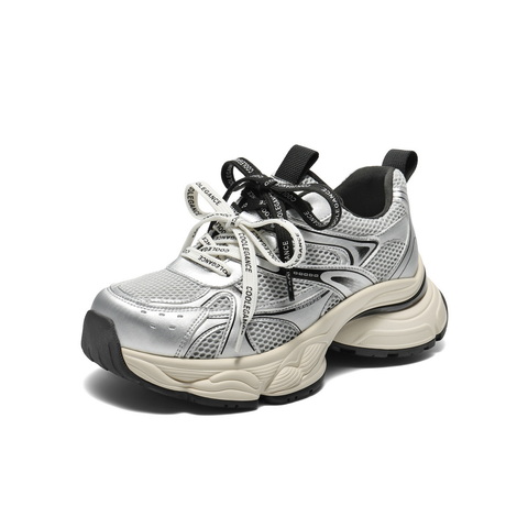 百丽时尚撞色老爹鞋女2025秋新厚底增高双鞋带休闲鞋E4D1DCM5