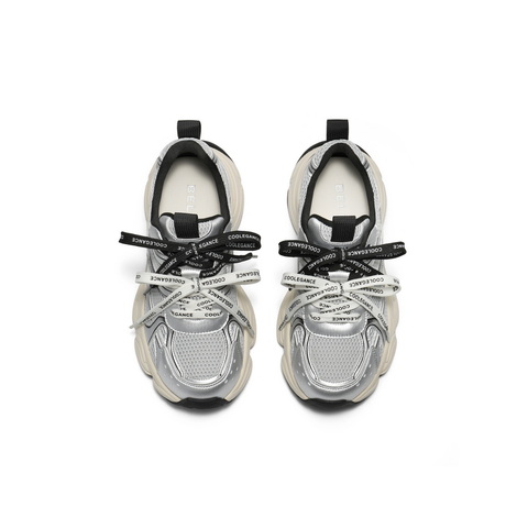 百丽时尚撞色老爹鞋女2025秋新厚底增高双鞋带休闲鞋E4D1DCM5