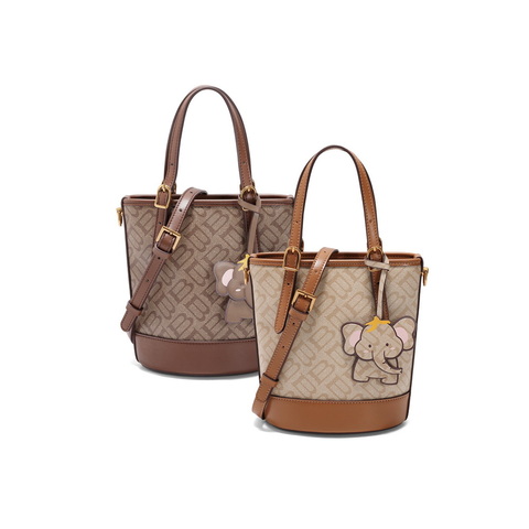 百丽包女25春商场同款小象桶复古休闲单肩斜挎手提水桶包X7233AX5