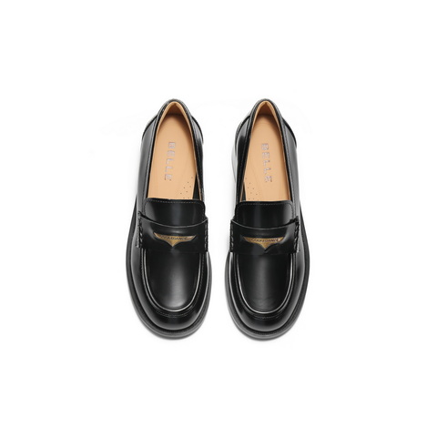 百丽气质高跟乐福鞋女2025秋新商场同款真皮通勤乐福鞋3PAF2CA5