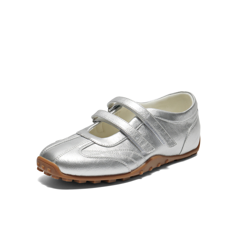 百丽时尚亮面休闲玛丽珍鞋女2025秋新双魔术贴薄底休闲鞋B2769CQ5