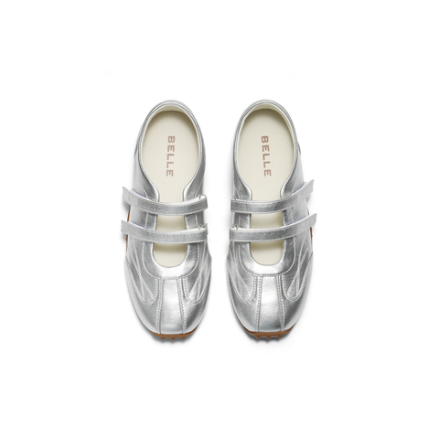 百丽时尚亮面休闲玛丽珍鞋女2025秋新双魔术贴薄底休闲鞋B2769CQ5