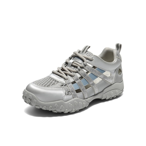 百丽闪耀水钻老爹鞋女2025秋新商场同款透气镂空休闲鞋E4B1DCM5