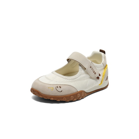 百丽撞色德训鞋女童2025秋新款商场同款魔术贴薄底休闲鞋80030C85