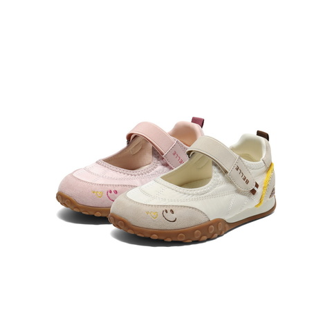 百丽撞色德训鞋女童2025秋新款商场同款魔术贴薄底休闲鞋80030C85