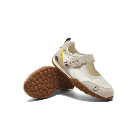 百丽撞色德训鞋女童2025秋新款商场同款魔术贴薄底休闲鞋80030C85