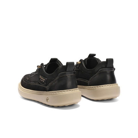 百丽潮搭户外休闲鞋男2025新款秋季牛皮革厚底工装板鞋A2137CM5