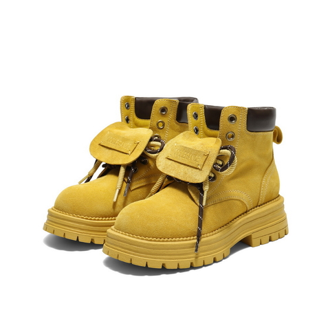 百丽复古双鞋带工装靴女2025冬新厚底增高户外休闲短靴B2745DD5