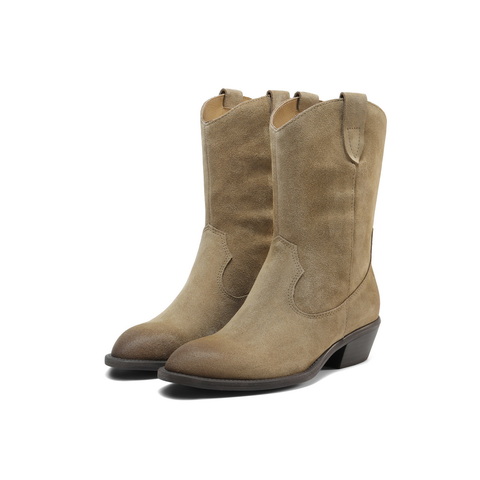 百丽时尚高跟西部靴女2025冬新商场同款利落尖头高靴BDU60DZ5