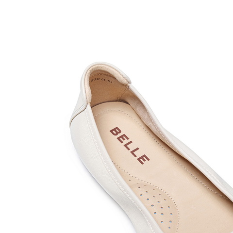 百丽气质简约平底单鞋女2025秋新商场同款真皮通勤单鞋E6Z1DCQ5