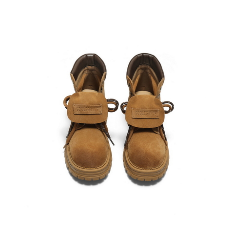 百丽复古双鞋带工装靴女2025冬新厚底增高户外休闲短靴B2745DD5