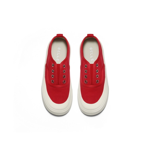 百丽便捷免系带帆布鞋女2025秋新舒适百搭休闲板鞋B2747CM5