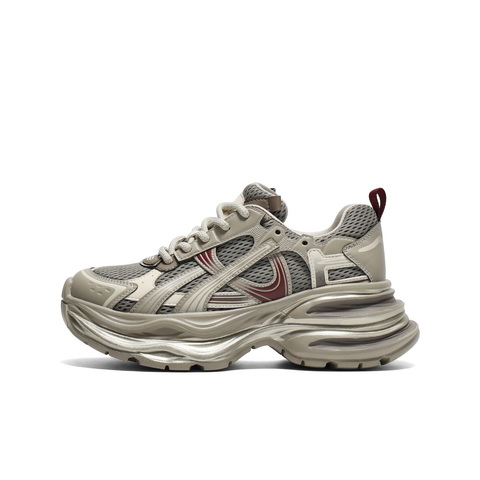 百丽潮酷拼接网老爹鞋女2025秋新商场同款厚底增高休闲鞋E4P1DCM5