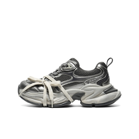 百丽拼接面透气老爹鞋女2025秋新厚底增高潮酷风休闲鞋B2798CM5