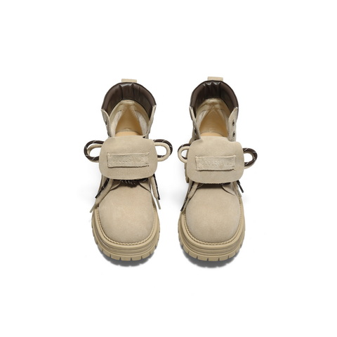 百丽复古双鞋带工装靴女2025冬新厚底增高户外休闲短靴B2745DD5