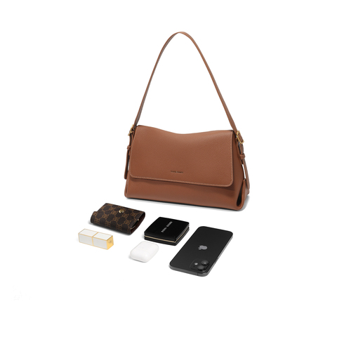 百丽包包女2025新商场同款牛皮质感通勤单肩斜挎小方包M8605DX5