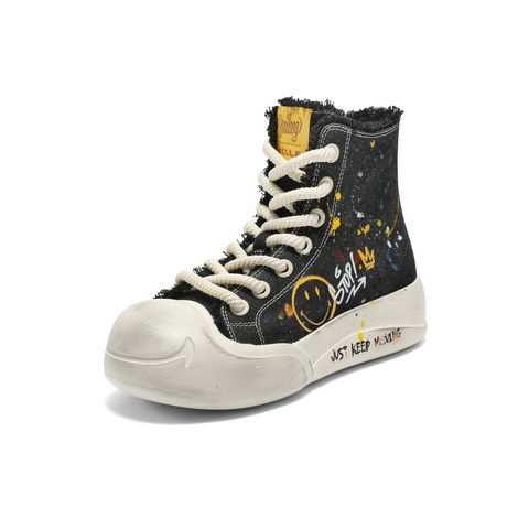 百丽SMILEY联名涂鸦帆布鞋女2025秋新商场同款厚底休闲鞋3ZJC5CD5