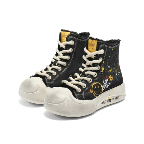 百丽SMILEY联名涂鸦帆布鞋女2025秋新商场同款厚底休闲鞋3ZJC5CD5