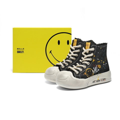 百丽SMILEY联名涂鸦帆布鞋女2025秋新商场同款厚底休闲鞋3ZJC5CD5