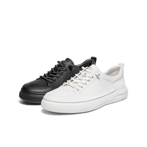 百丽时尚百搭休闲鞋男2025新款冬商场同款牛皮革套脚板鞋D3MA6DM5