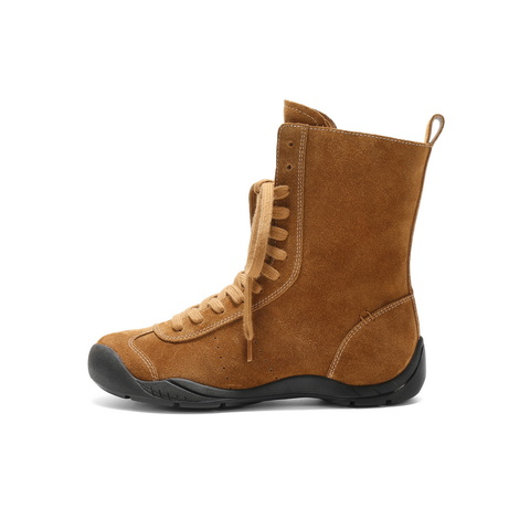 百丽复古时尚休闲靴女2025冬新商场同款低跟休闲拳击靴3RT62DZ5