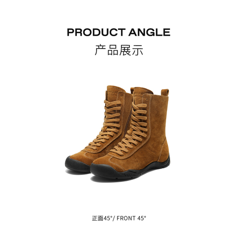 百丽复古时尚休闲靴女2025冬新商场同款低跟休闲拳击靴3RT62DZ5