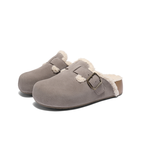 百丽保暖休闲勃肯鞋男鞋2025新款冬季可外穿厚底包头拖鞋A2233DM5