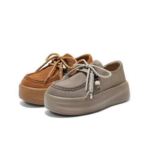 百丽复古流苏穿珠勃肯鞋女2025秋新舒适柔软厚底休闲鞋B2856CM5