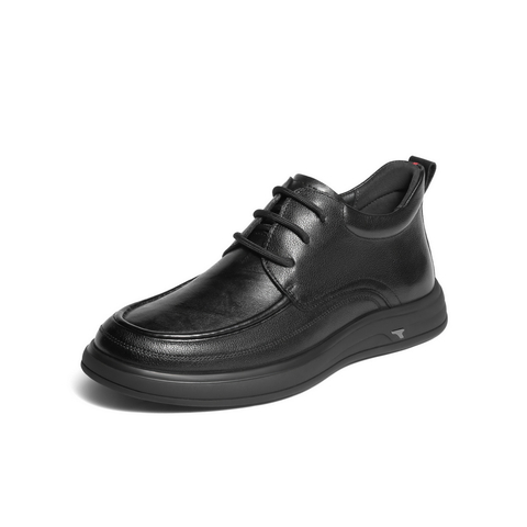 百丽高帮休闲皮鞋男士2025新款冬季牛皮革爸爸鞋商务短靴A2186DD5