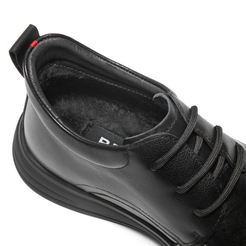 百丽高帮休闲皮鞋男士2025新款冬季牛皮革爸爸鞋商务短靴A2186DD5