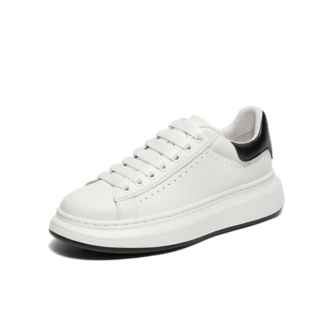 百丽百搭小白鞋男鞋2025秋新商场同款牛皮革厚底休闲板鞋8LB01CM5