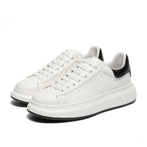 百丽百搭小白鞋男鞋2025秋新商场同款牛皮革厚底休闲板鞋8LB01CM5