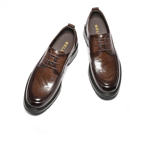 百丽上班商务鞋男鞋2025新款秋季牛皮革简约舒适休闲皮鞋A2039CM5