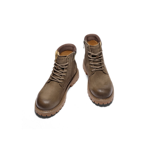 百丽户外潮搭工装靴男2025新款冬商场同款厚底休闲靴8WH01DD5