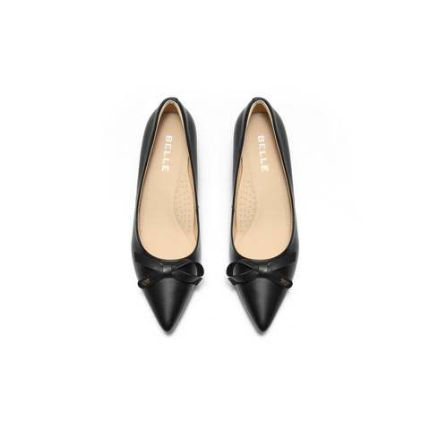 百丽气质高跟单鞋女2025秋新真皮尖头通勤浅口单鞋B2803CQ5