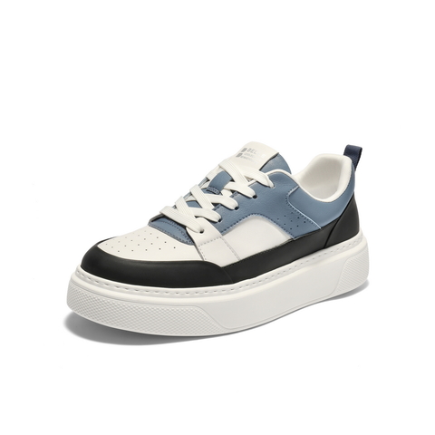 百丽时尚百搭小白鞋男2025新款秋季牛皮轻盈厚底休闲板鞋A2056CM5