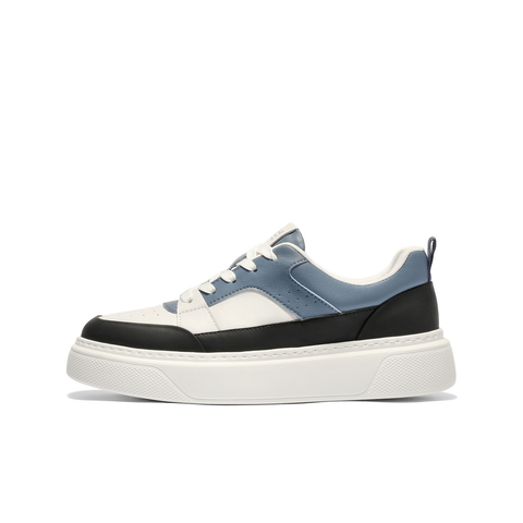 百丽时尚百搭小白鞋男2025新款秋季牛皮轻盈厚底休闲板鞋A2056CM5