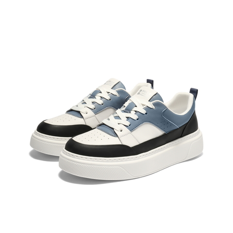 百丽时尚百搭小白鞋男2025新款秋季牛皮轻盈厚底休闲板鞋A2056CM5