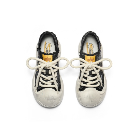 百丽SMILEY联名涂鸦帆布鞋女2025秋新商场同款高帮休闲鞋3ZJC4CM5