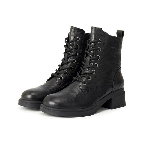 百丽复古高跟马丁靴女2025冬新商场同款真皮休闲短靴3NW45DD5