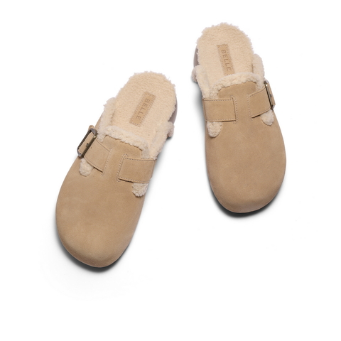 百丽保暖休闲勃肯鞋男鞋2025新款冬季可外穿厚底包头拖鞋A2233DM5