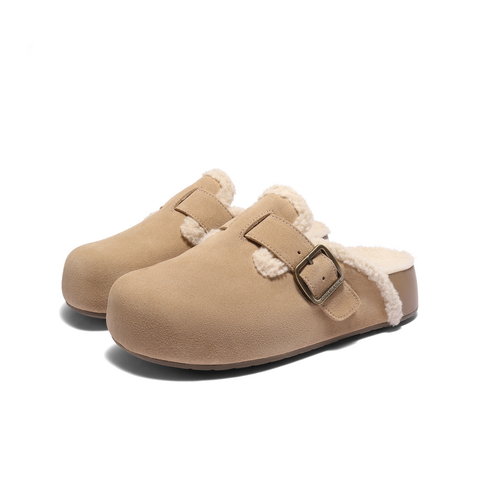 百丽保暖休闲勃肯鞋男鞋2025新款冬季可外穿厚底包头拖鞋A2233DM5