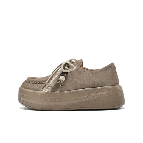 百丽复古流苏穿珠勃肯鞋女2025秋新舒适柔软厚底休闲鞋B2856CM5