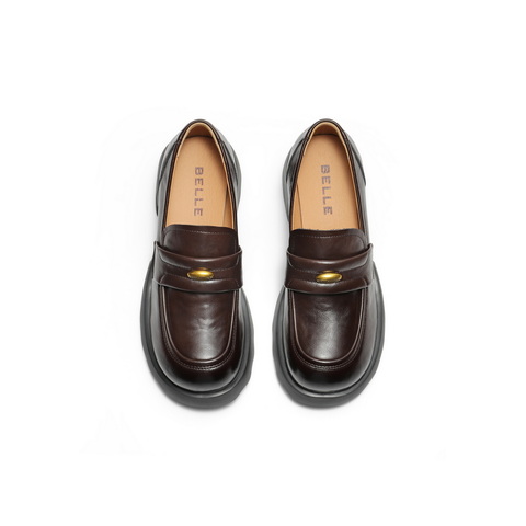 百丽质感复古乐福鞋女2025秋新厚底增高金豆jk乐福鞋B2790CA5