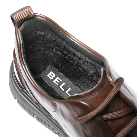 百丽质感商务皮鞋男2025新款冬季复古抓纹牛皮休闲鞋加绒A2192DM5